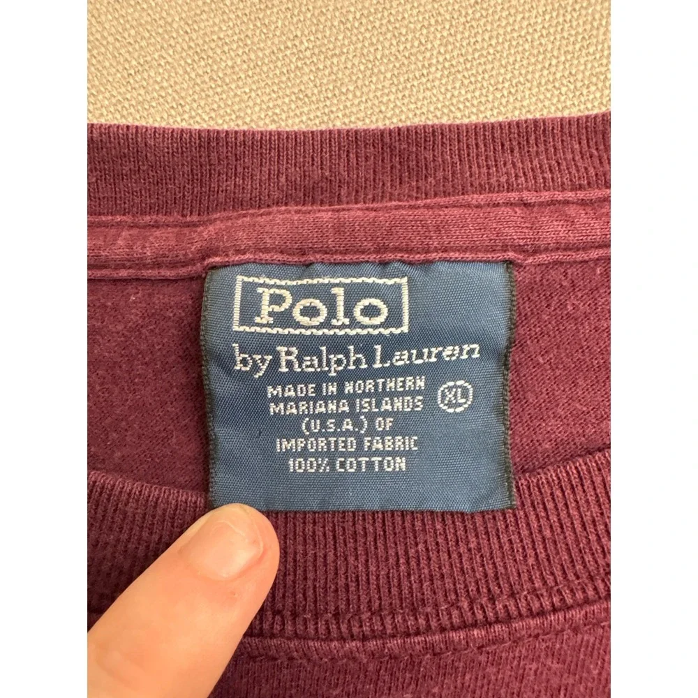 Polo Ralph Lauren Mens XL T-Shirt Burgundy Maroon Cotton Short Sleeve Pony Logo